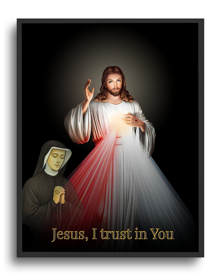 Catholic Printable Wall Art – Jesus I Trust in You Divine Mercy Digital Download, Saint Faustina Prayer, Faith-Based Nursery & Home Decor product image (1)