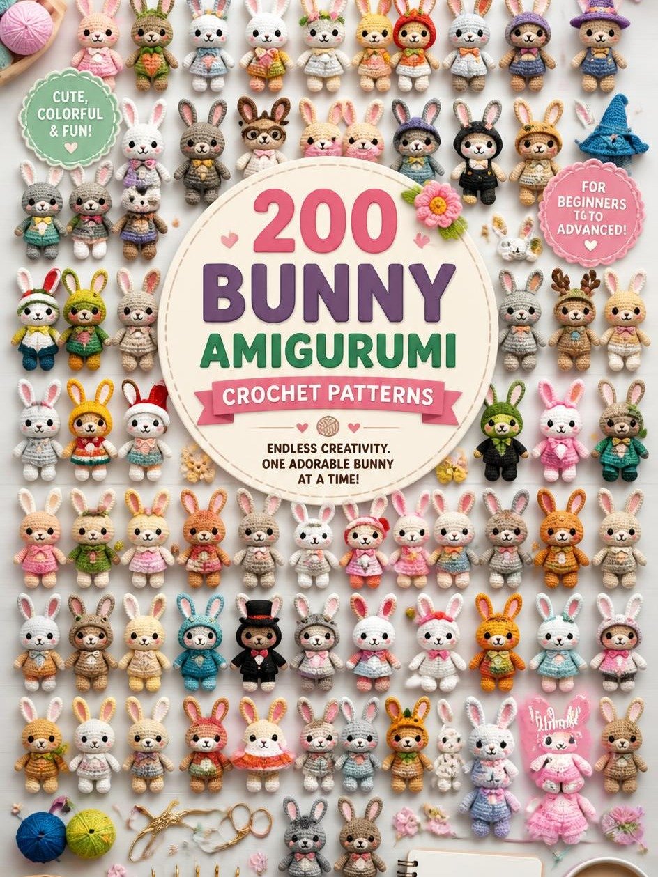 Huge 200 Bunny Amigurumi Crochet Patterns Bulk PDF | Beginner to Advanced Pack product image (2)