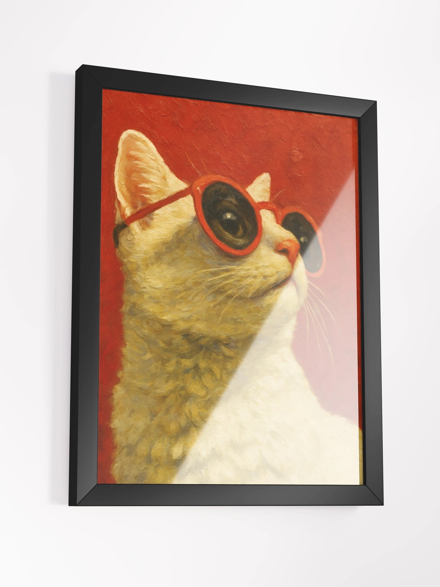 Framed Print - Stylish Cat Portrait 'Crimson Kitty' product image (3)