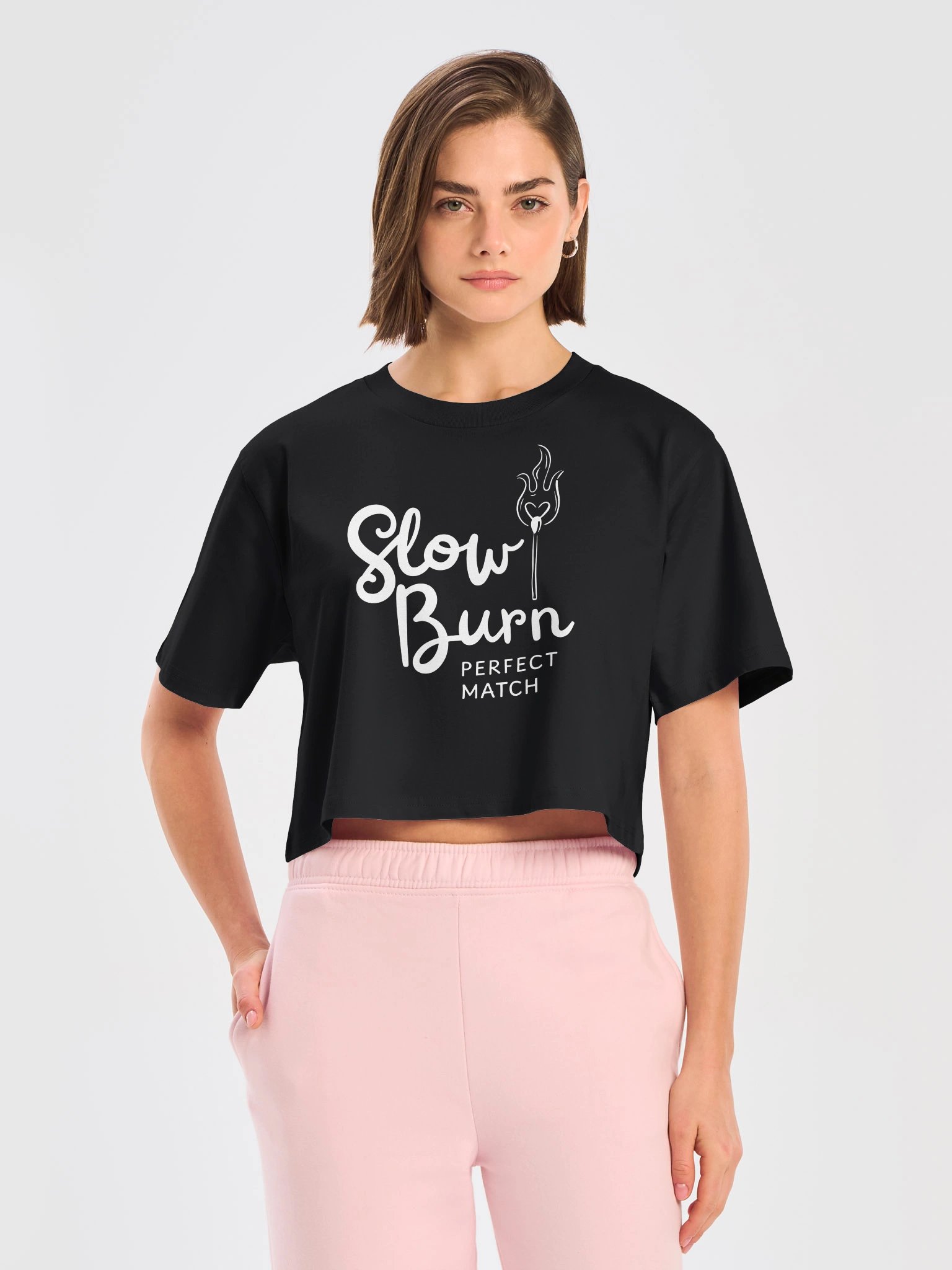 Slow Burn Perfect Match | White Logo - Relaxed Crop product image (5)