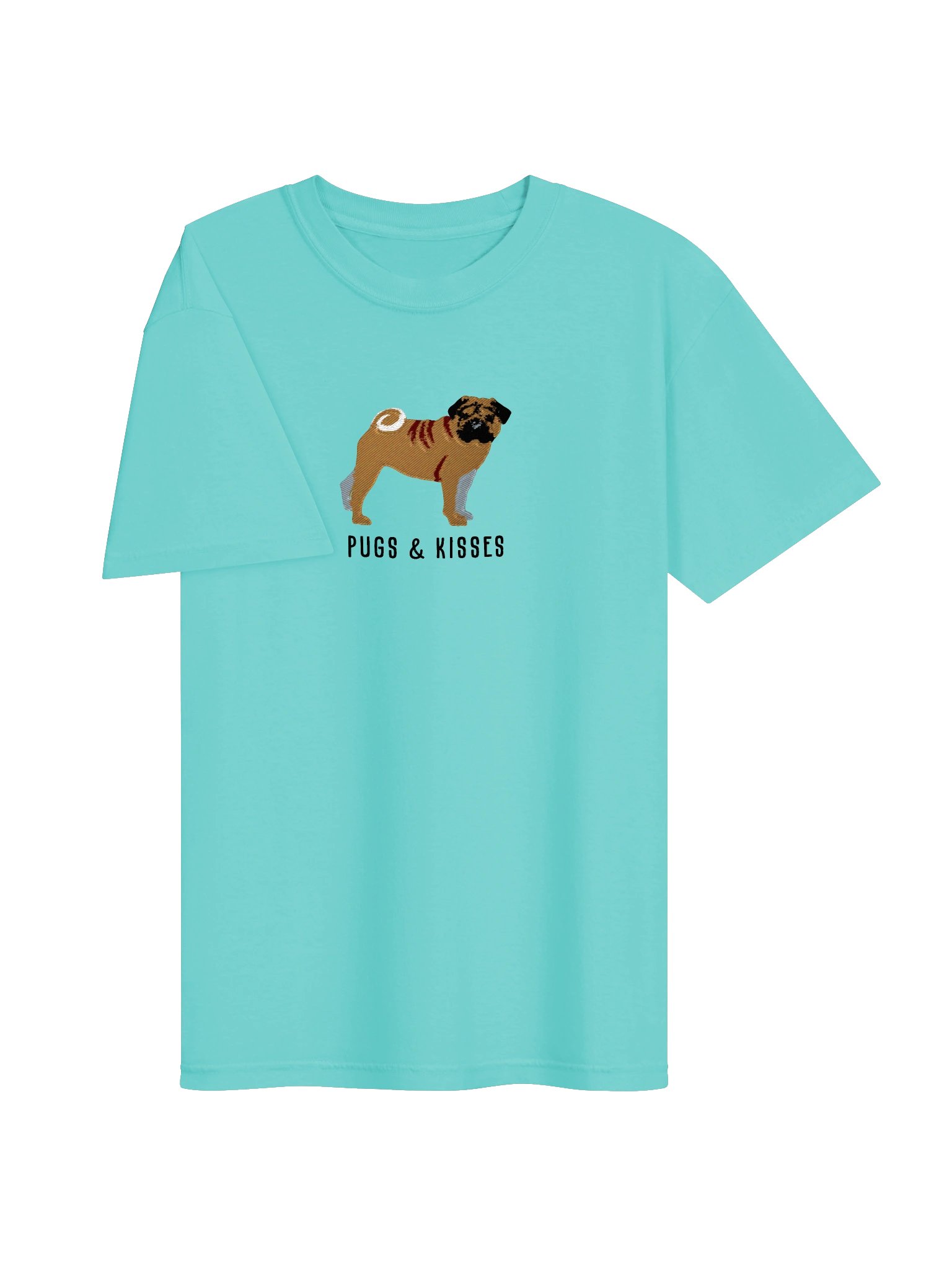 Pugs and Kisses T-Shirt(Embroidered) of a Pug(Fawn) product image (35)