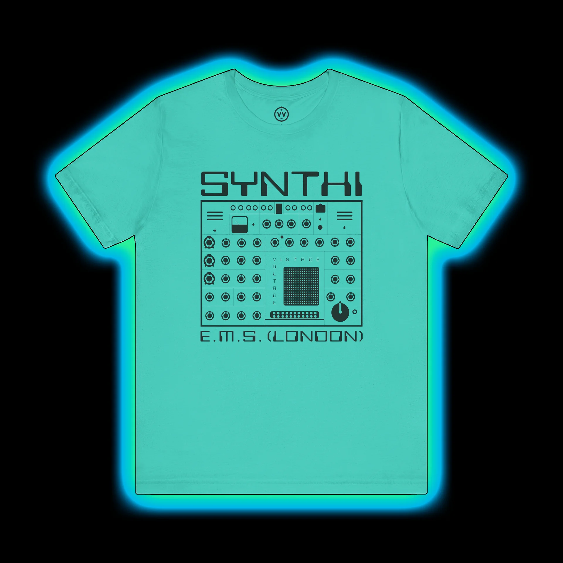 EMS Synthi T-Shirt - AKS VCS3 Electronic Music Studios (Vintage Analog Synth) BLACK PRINT product image (1)