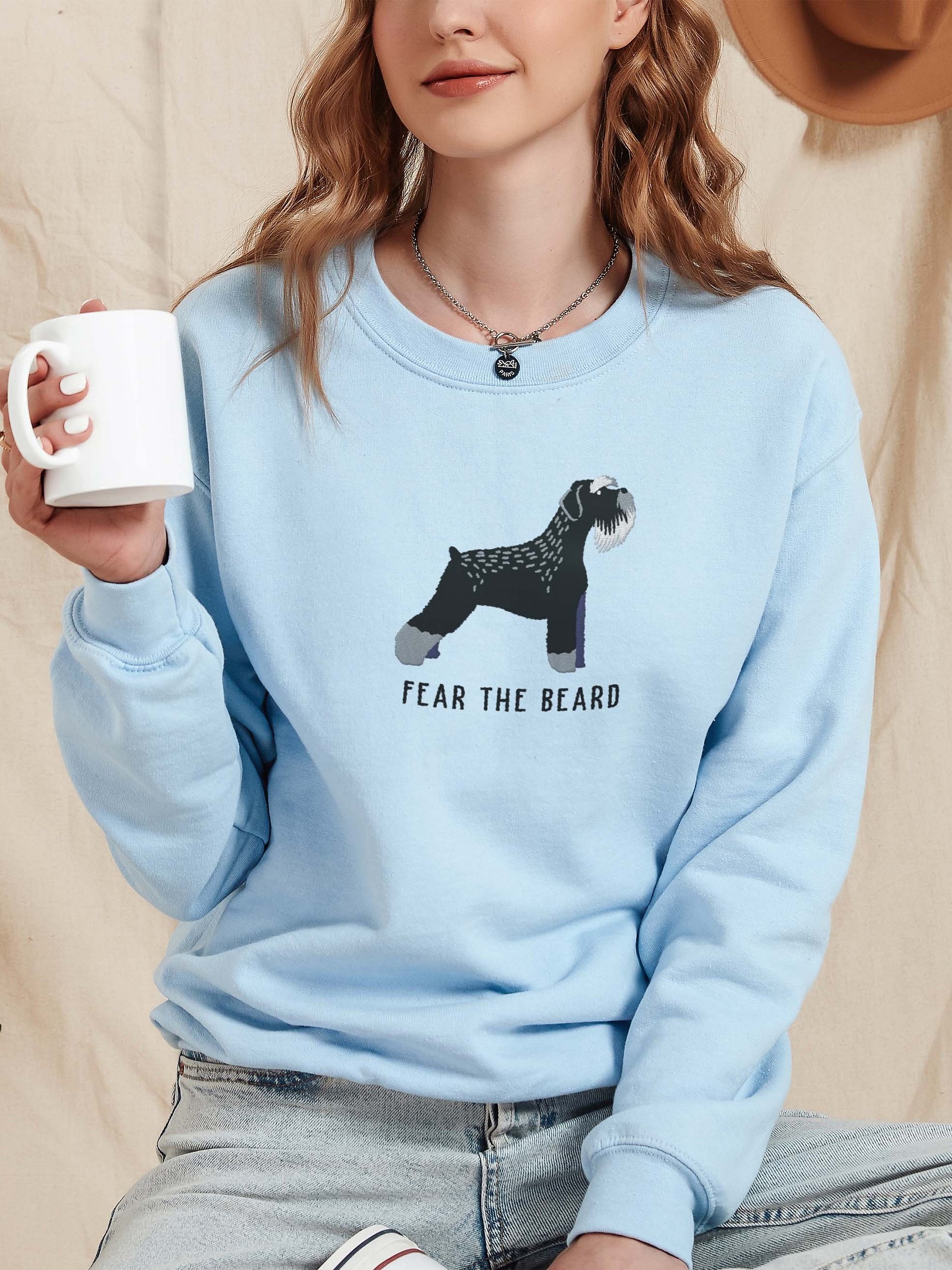 Fear the Beard Sweatshirt (Embroidered) of a Schnauzer(Black & Silver) product image (2)