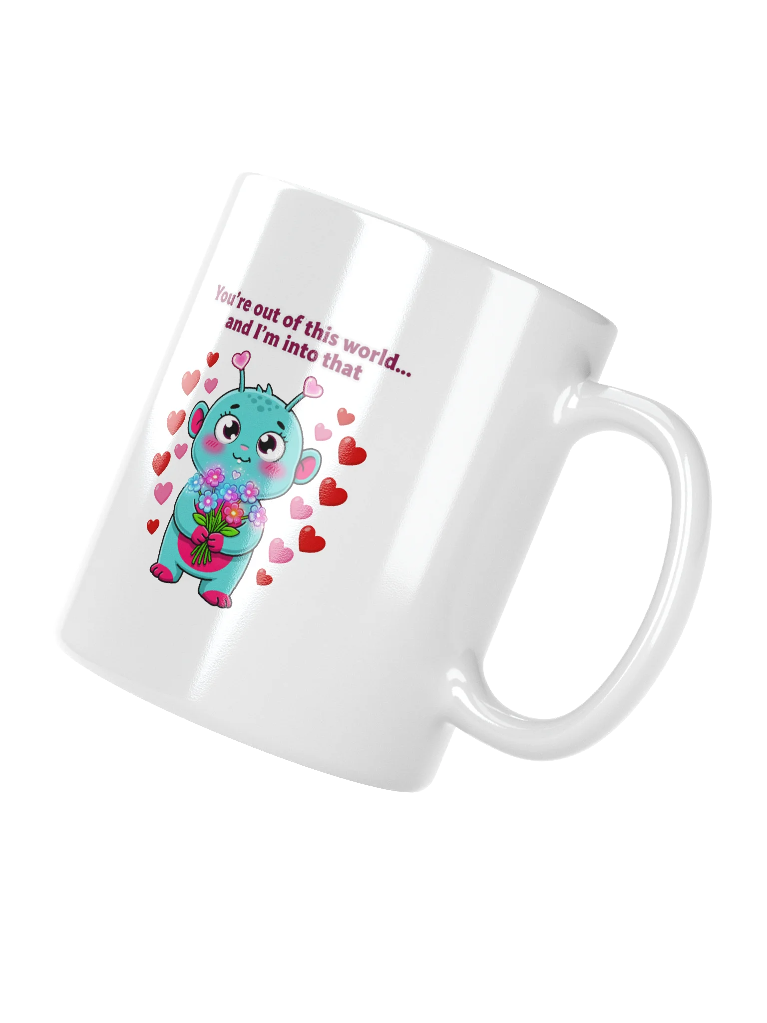 "Out of This World" Cute Alien Valentine's Mug product image (3)