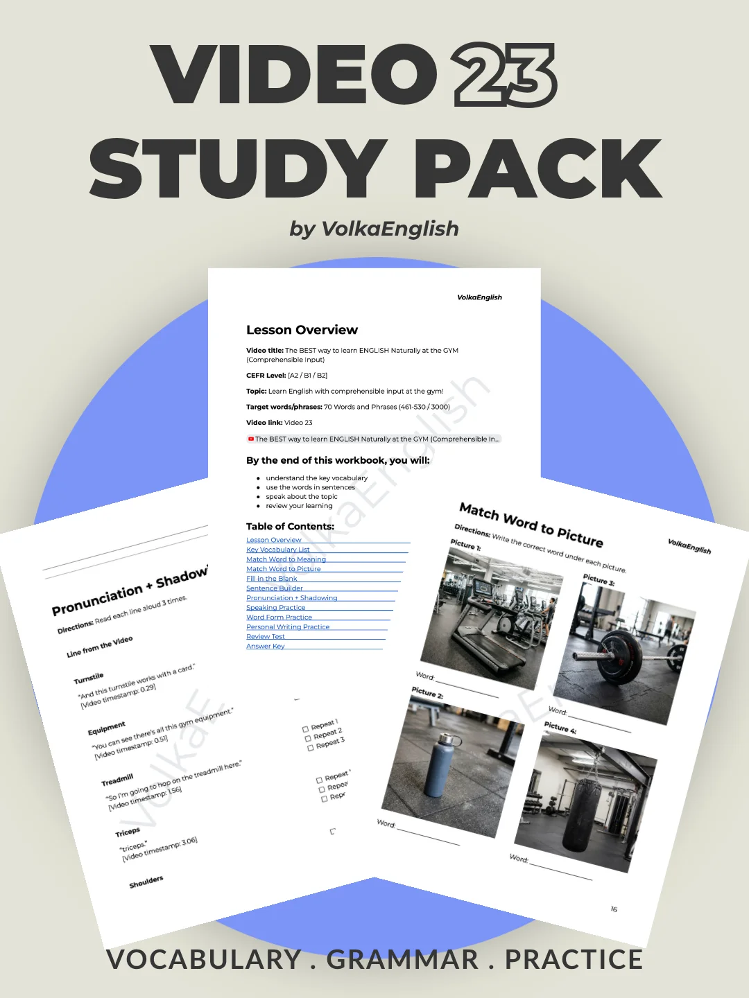 The BEST way to learn ENGLISH Naturally at the GYM (Comprehensible Input) - Video 83 Study Pack product image (1)
