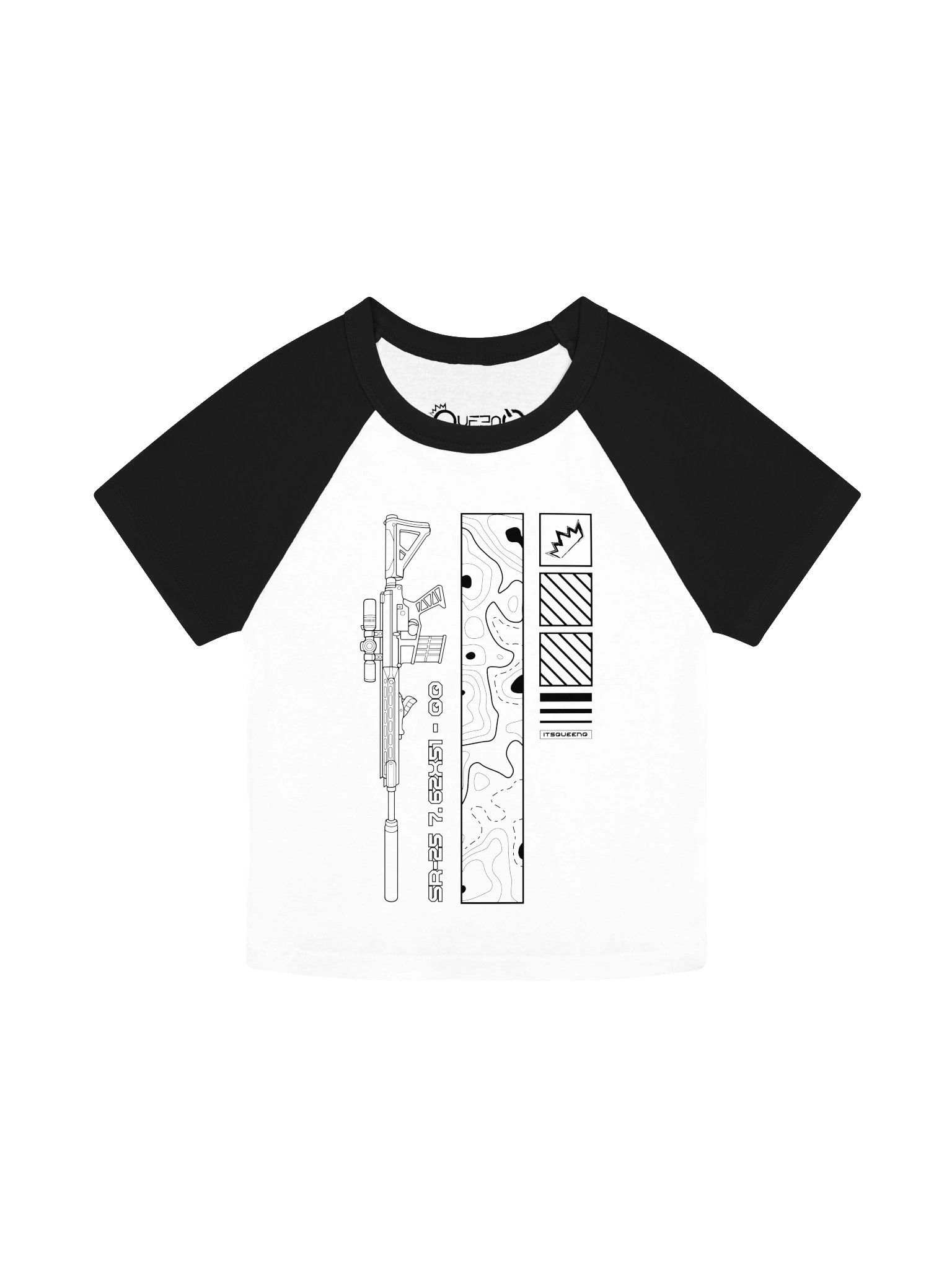 SR25 Grid Raglan Baby Tee product image (1)