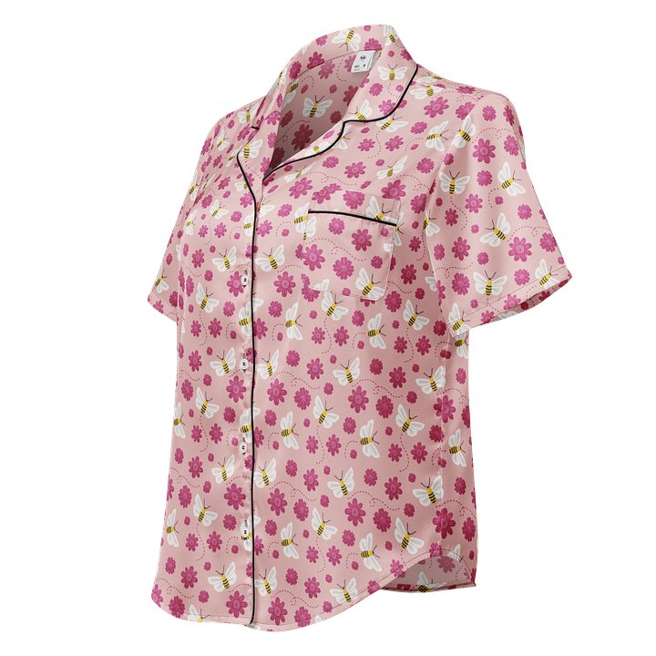 Little Pink Bees Ladies Short Sleeve Pajama Top product image (1)