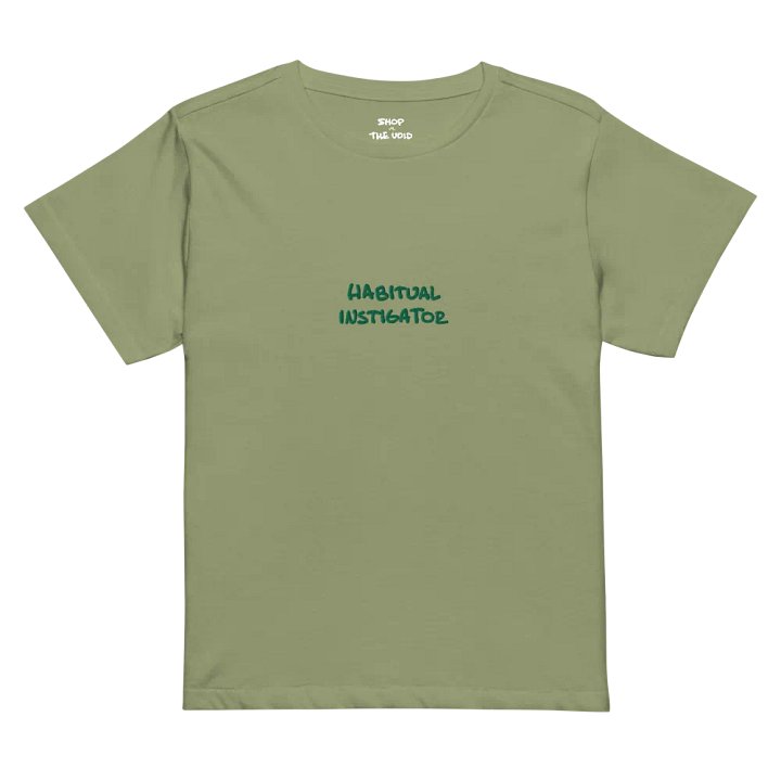 HABITUAL INSTIGATOR (monochrome green) embroidered waist length t-shirt product image (1)