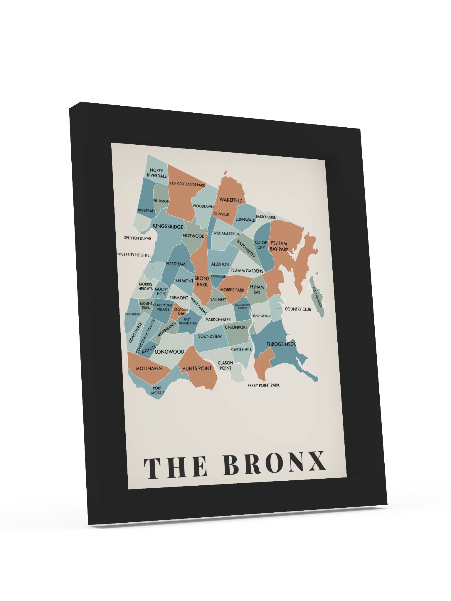 Bronx Neighborhood Map (Patina) [all] | Framed product image (2)
