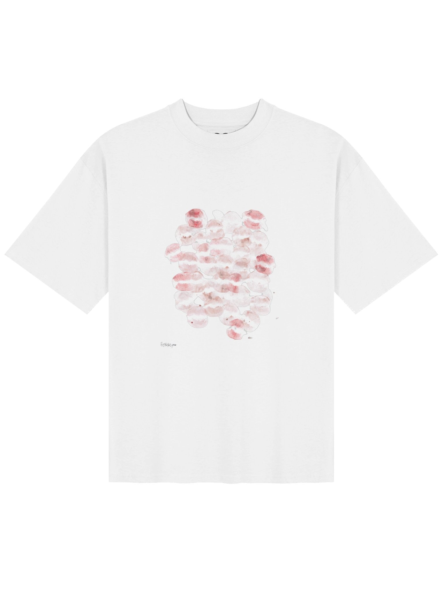 Hijkatelyn Real Kiss Mark Scatter Oversized Tee (White) product image (1)