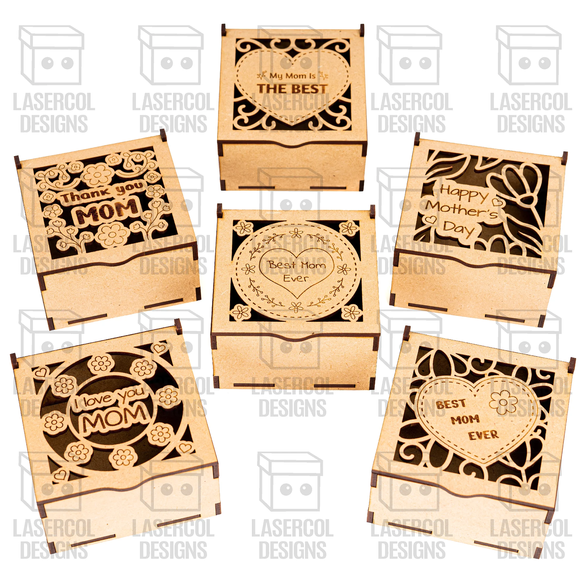 Mother's Day Gift Boxes (3 Sizes, 6 Styles) - Laser Cut Files product image (4)