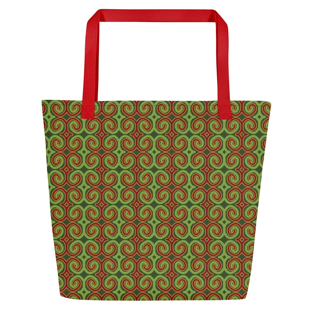 Red & Green Christmas Swirls Large Tote Bag product image (6)