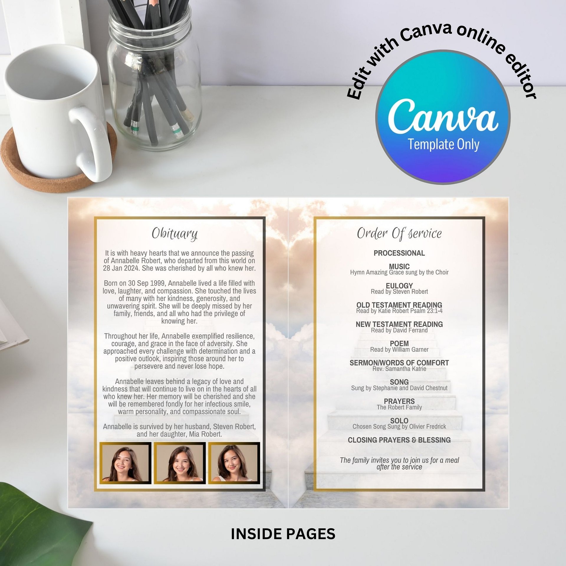 Stairs To Heaven Funeral Program Canva Template product image (5)