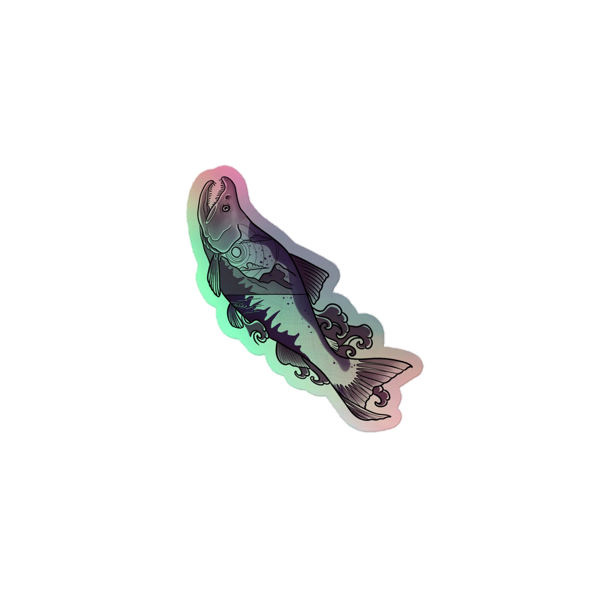 Salmon Run Holographic kiss cut Sticker product image (2)