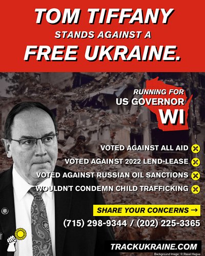 Congressman @tomtiffanywi has been against supporting Ukraine since the very start of the war. Voting against all support in ...