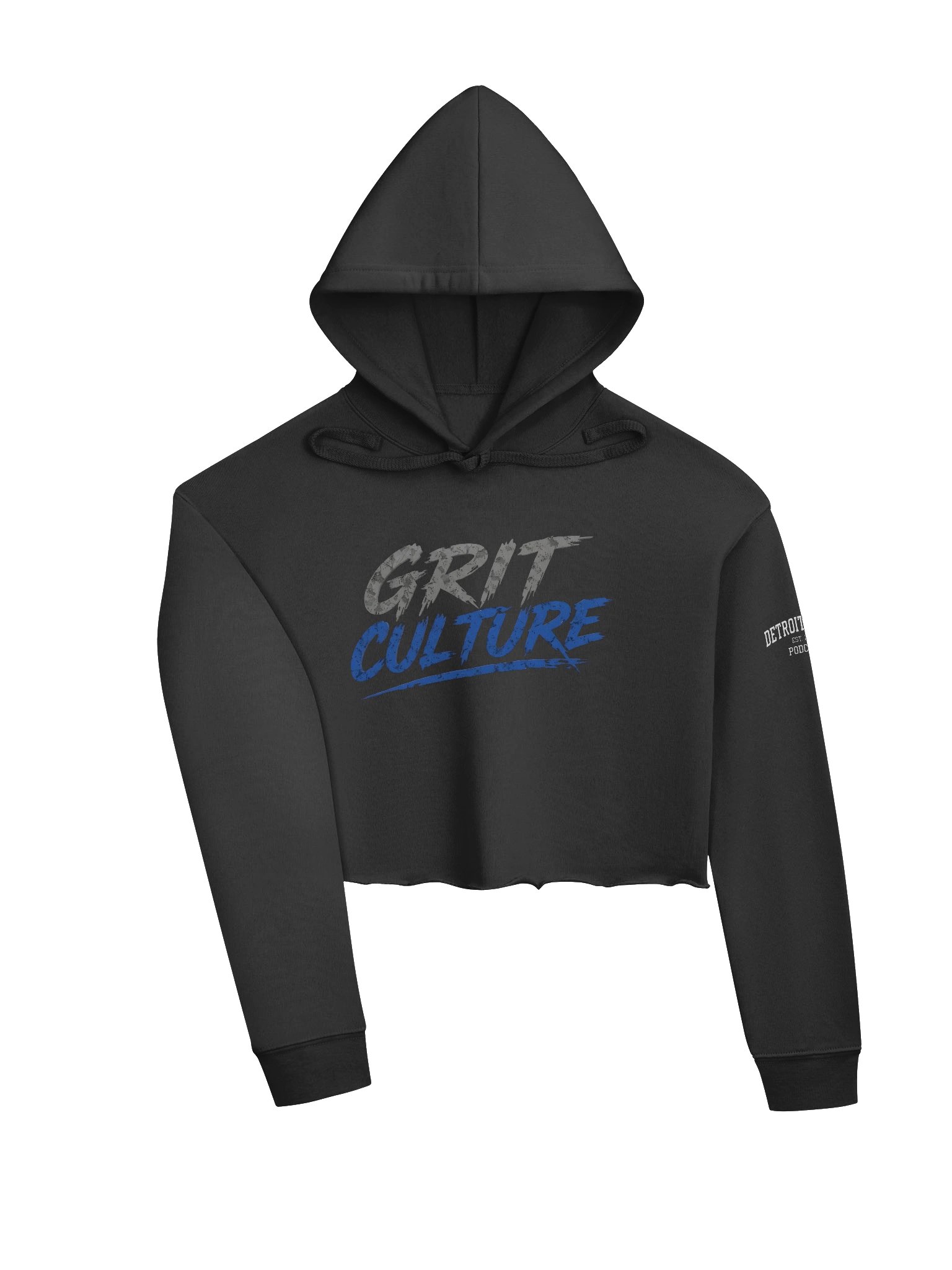 GRIT CULTURE Cropped Hoodie — Distressed Brush-Text Streetwear product image (3)