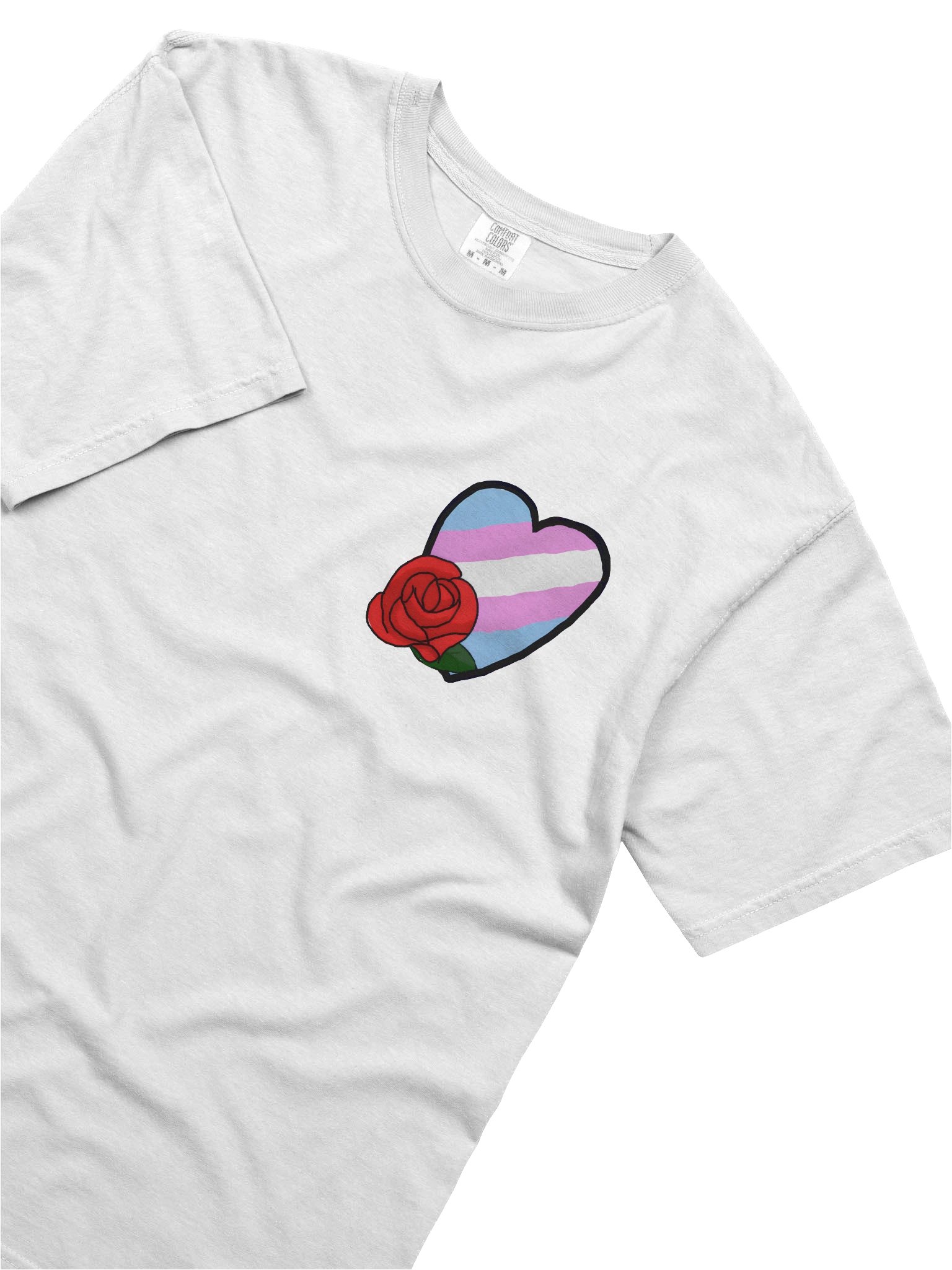Rose Trans Pride Heart White Tshirt product image (5)