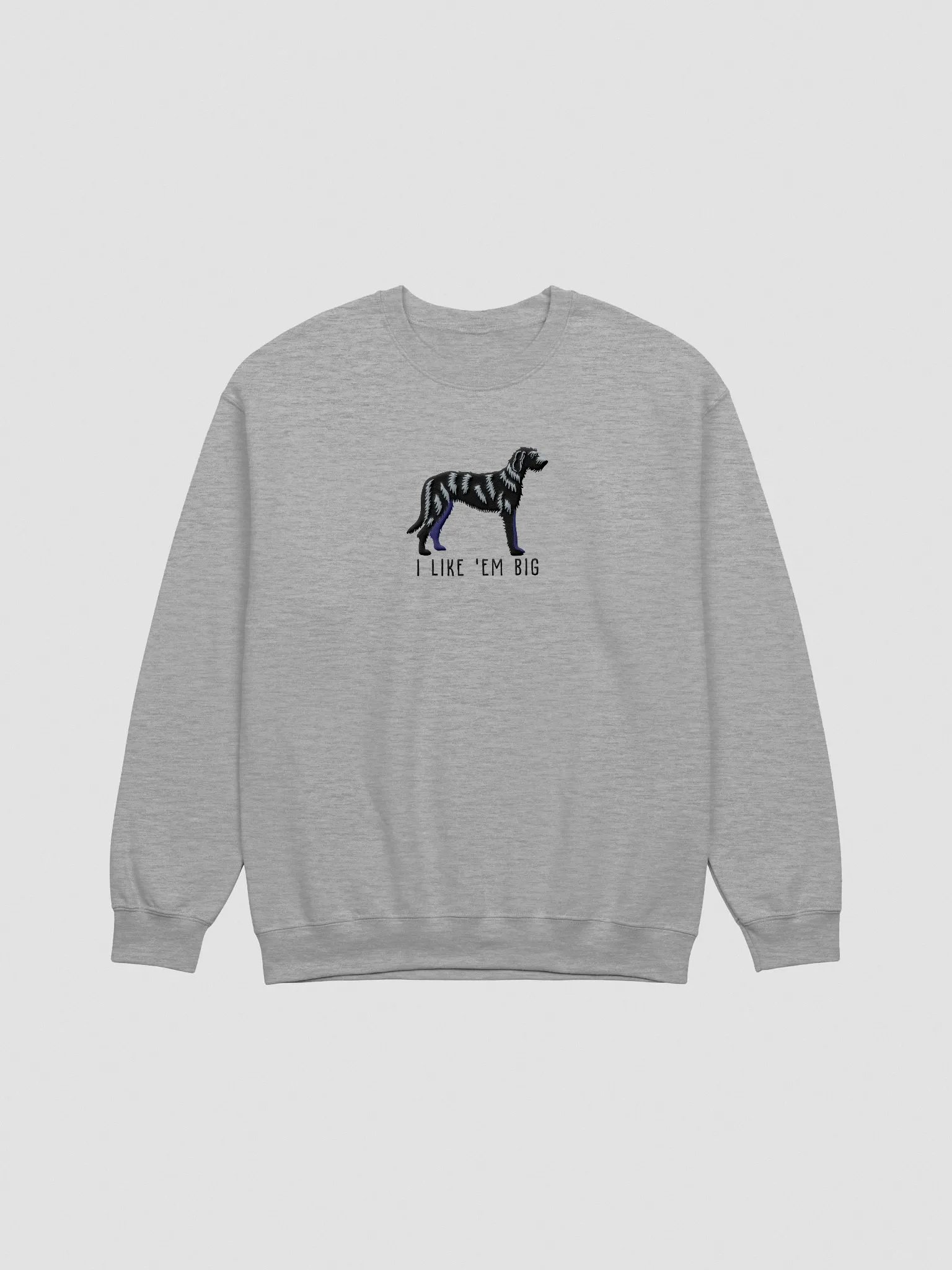 I Like 'Em Big Sweatshirt (Embroidered) of an Irish Wolfhound(Black) product image (3)