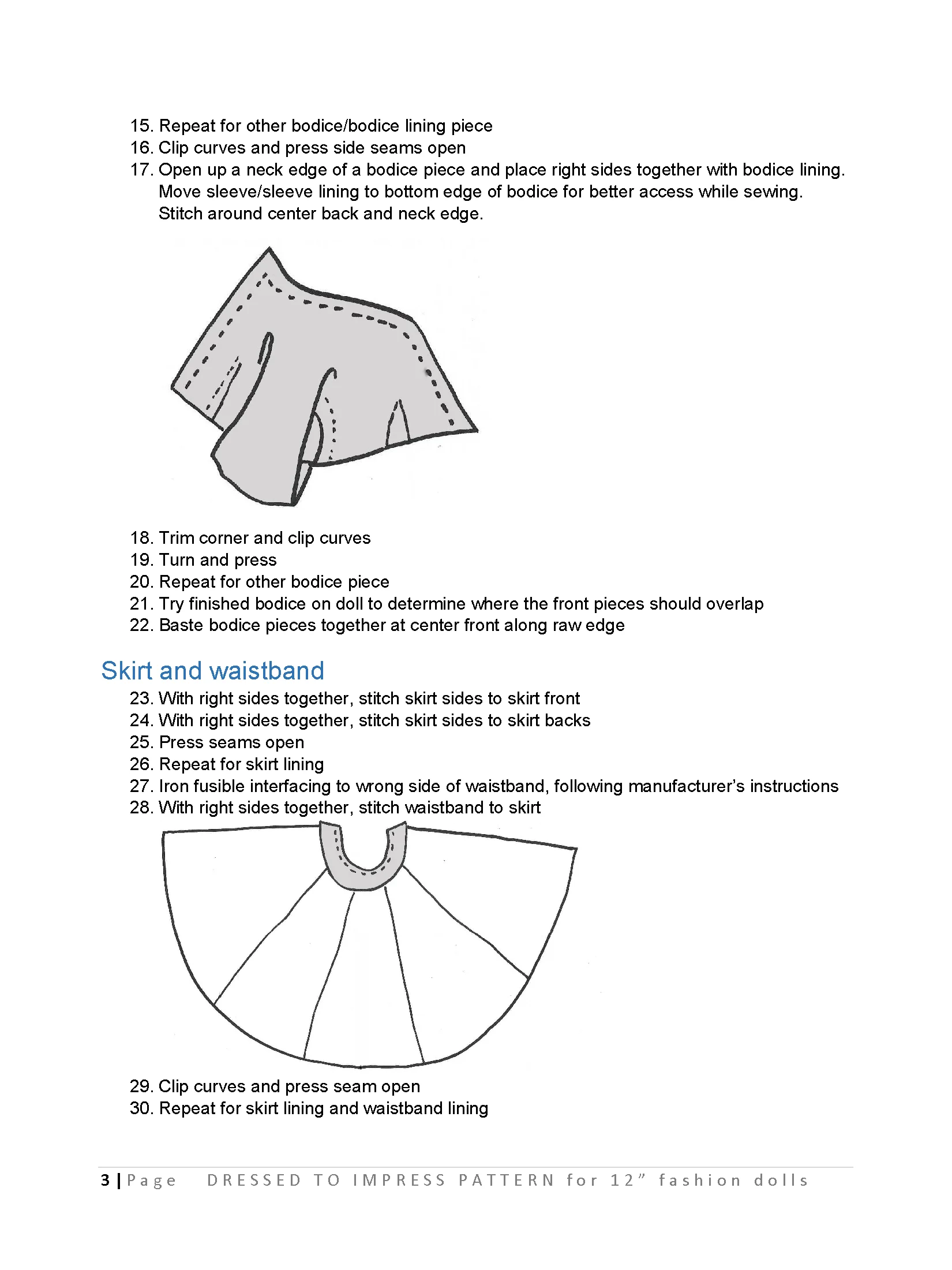 Dressed to Impress sewing pattern for 12" fashion dolls product image (3)