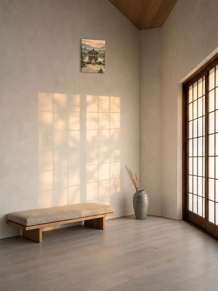 Zen Pavilion and Reflections Canvas - Wabi-Sabi Garden Art product image (2)