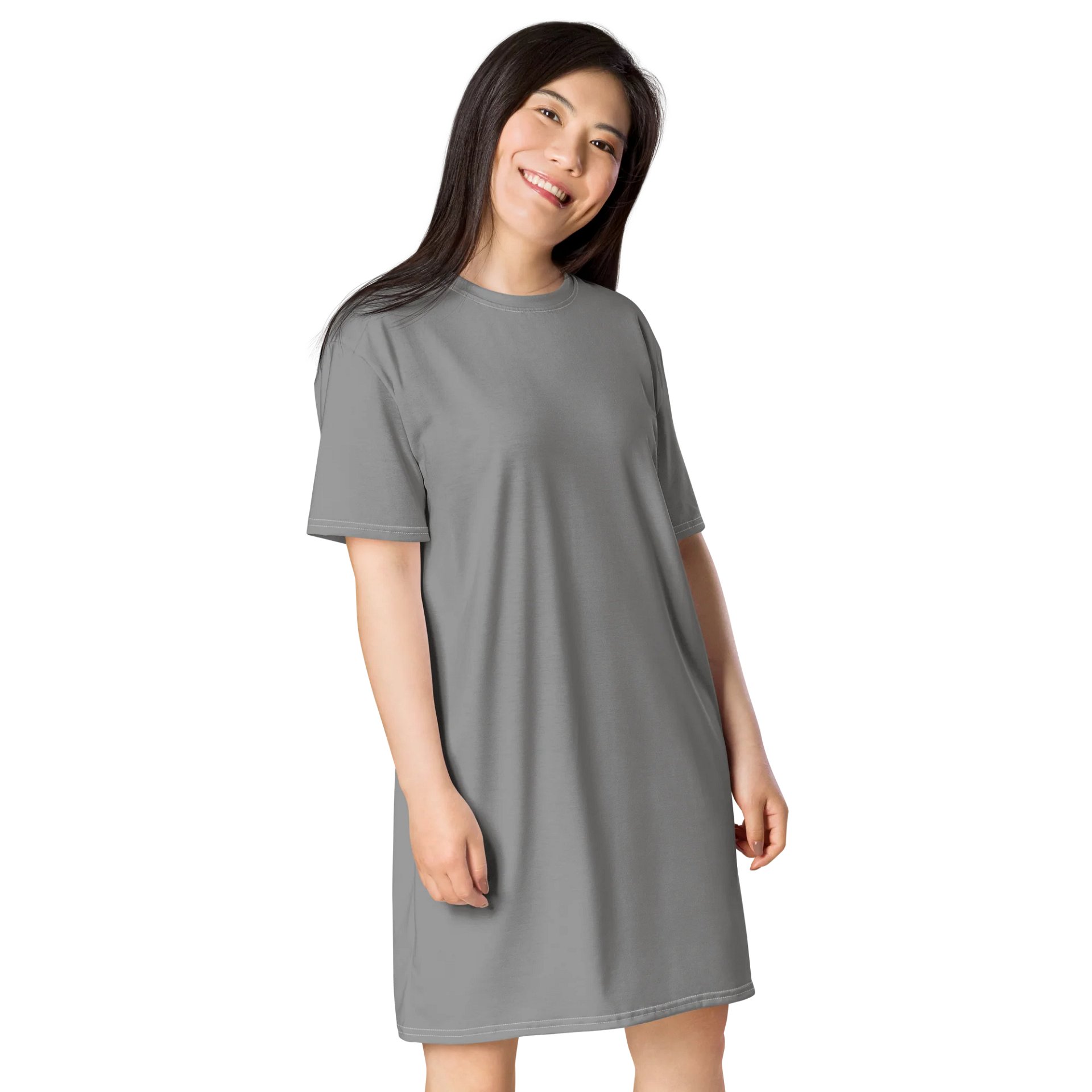 Noble Grey Oversized T-Shirt Dress | Stretchy Fabric | Casual or Formal Style | Sizes 2XS-6XL | Exclusive Design product image (4)