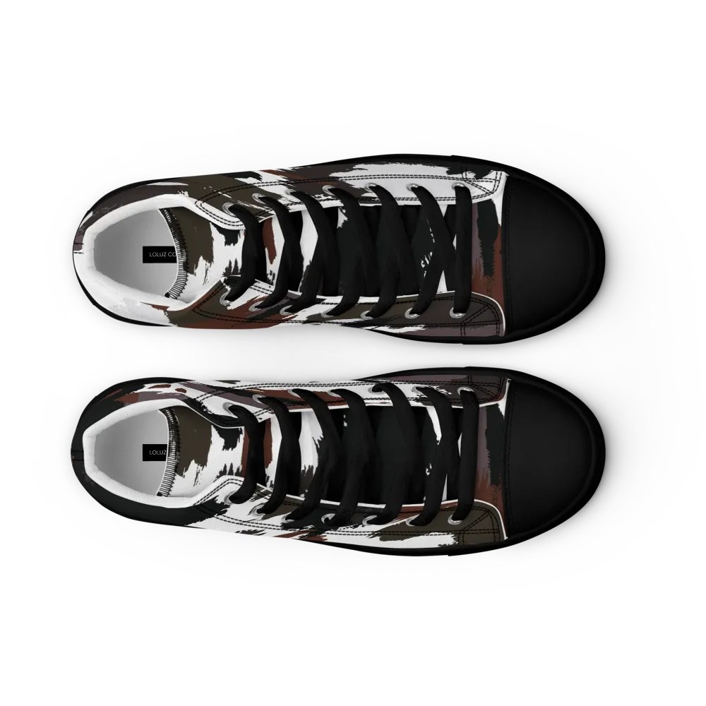 Men's Brown/White Brushstokes High Top Canvas Shoes product image (5)