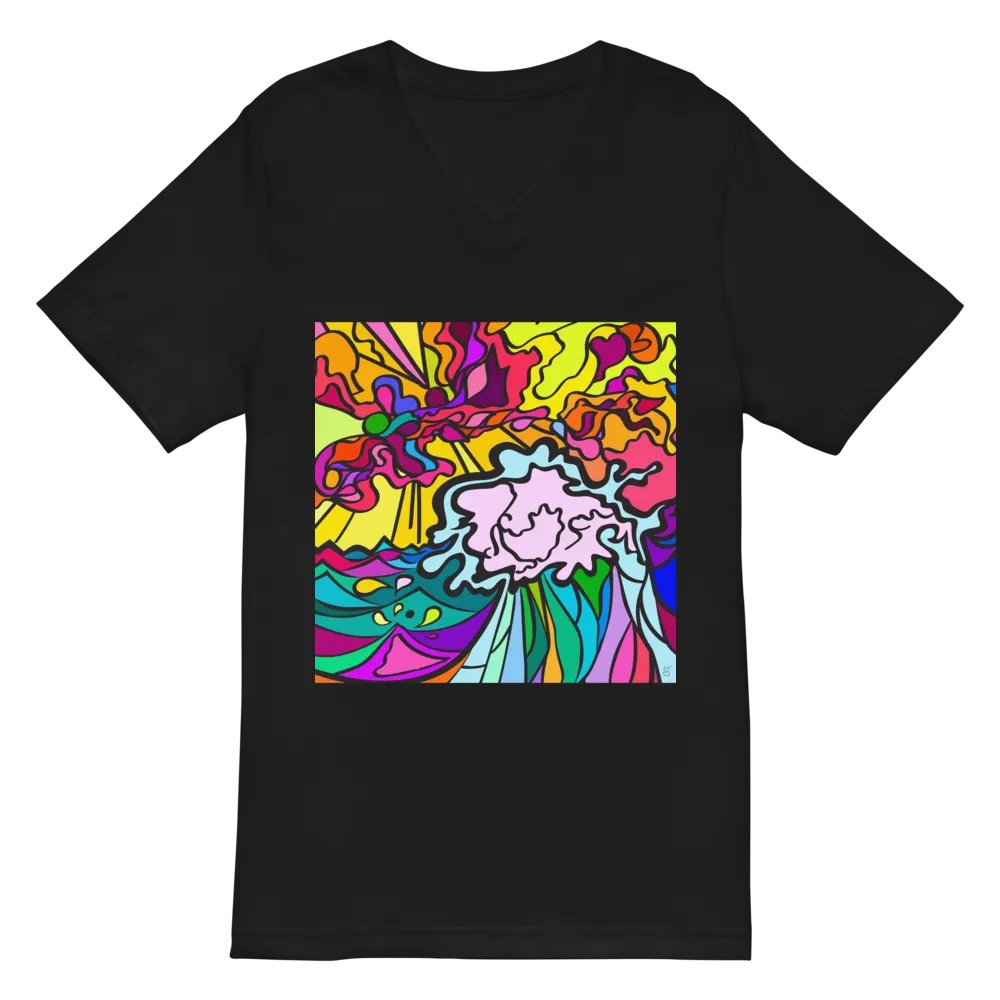 Vibrant Swirls V-Neck Tee - Wave at Sunset product image (3)