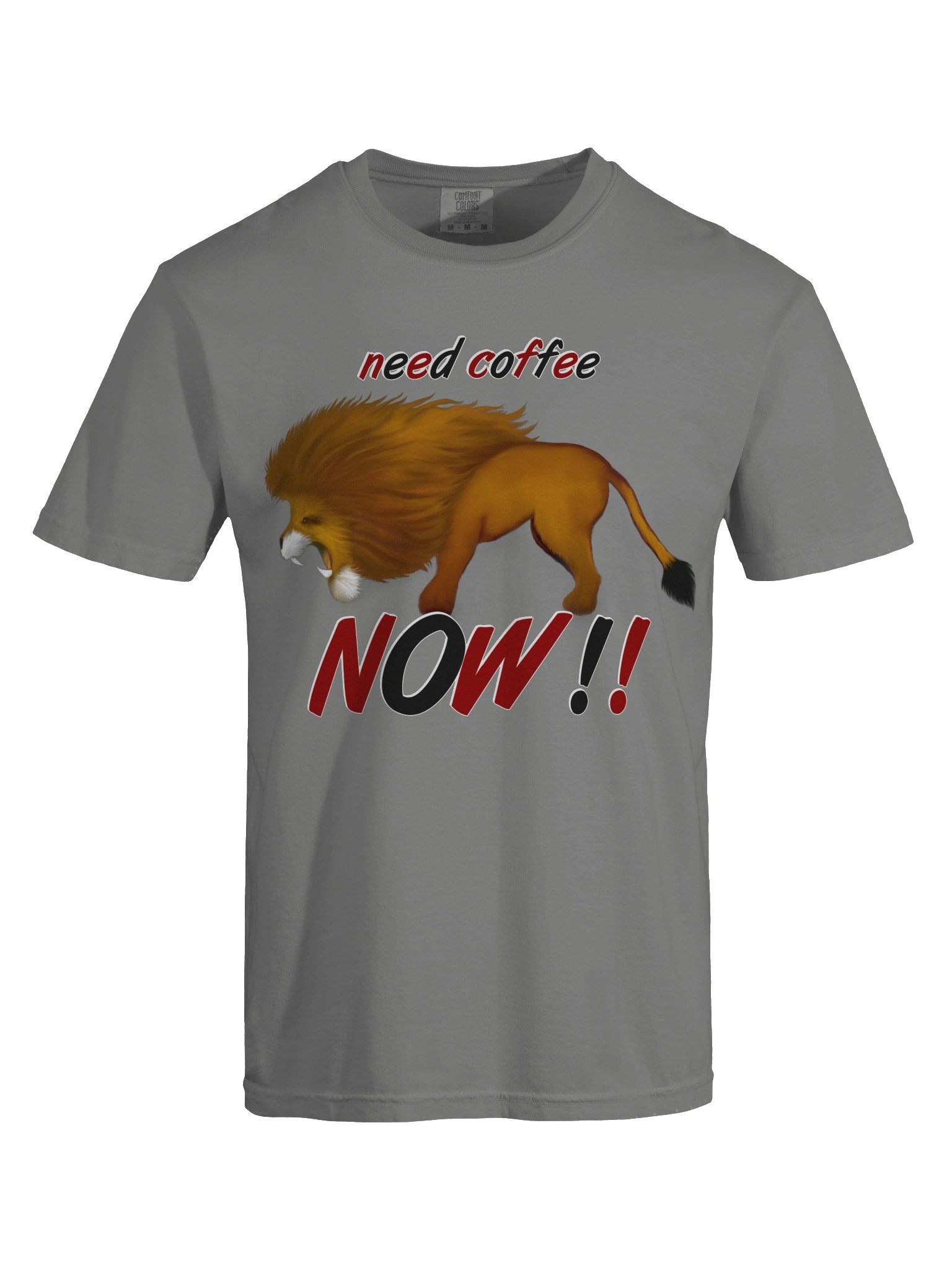 Lion "Need Coffee NOW" T-Shirt. Men's Comfort Colors Garment-Dyed Heavyweight T-Shirt product image (4)