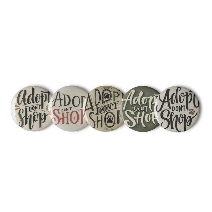 Adopt Don't Shop Retro Pin Button Set product image (1)