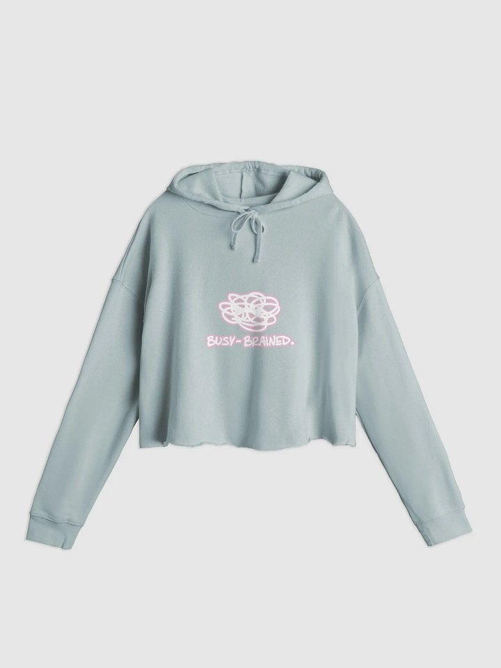 BUSY-BRAINED (lined design, #E1B9CE) lightweight cropped hoodie product image (5)