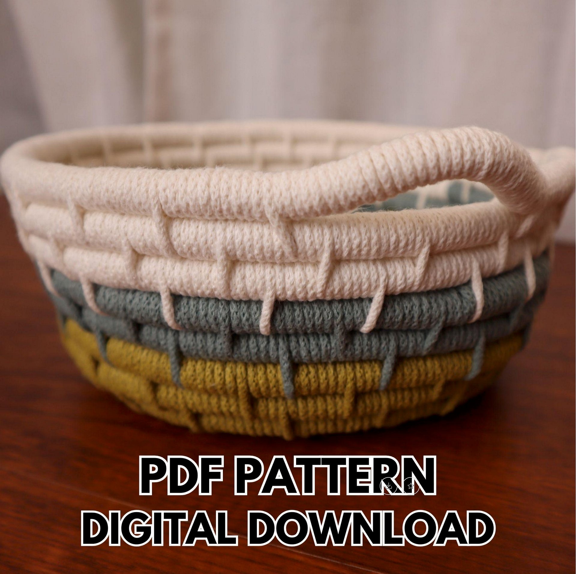 Coiled Basket Pattern | Easy Rope Basket DIY Tutorial (Digital PDF Pattern) product image (1)