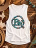 Women's Western Muscle Tank — Turquoise BW Emblem | Broken Women!™