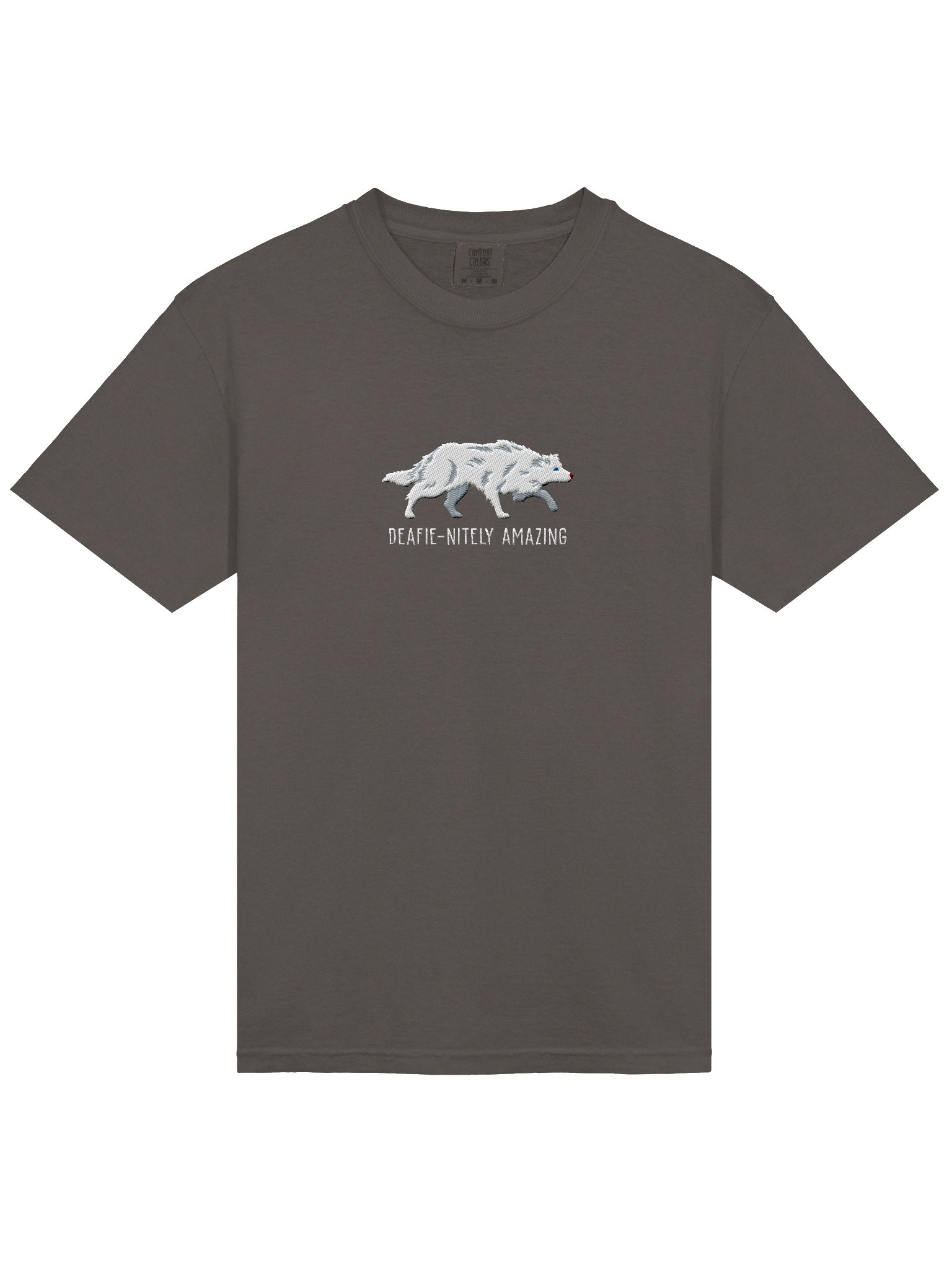 Deafie-Nitely Amazing T-Shirt(Embroidered) of a Border Collie(Double Merle) product image (6)