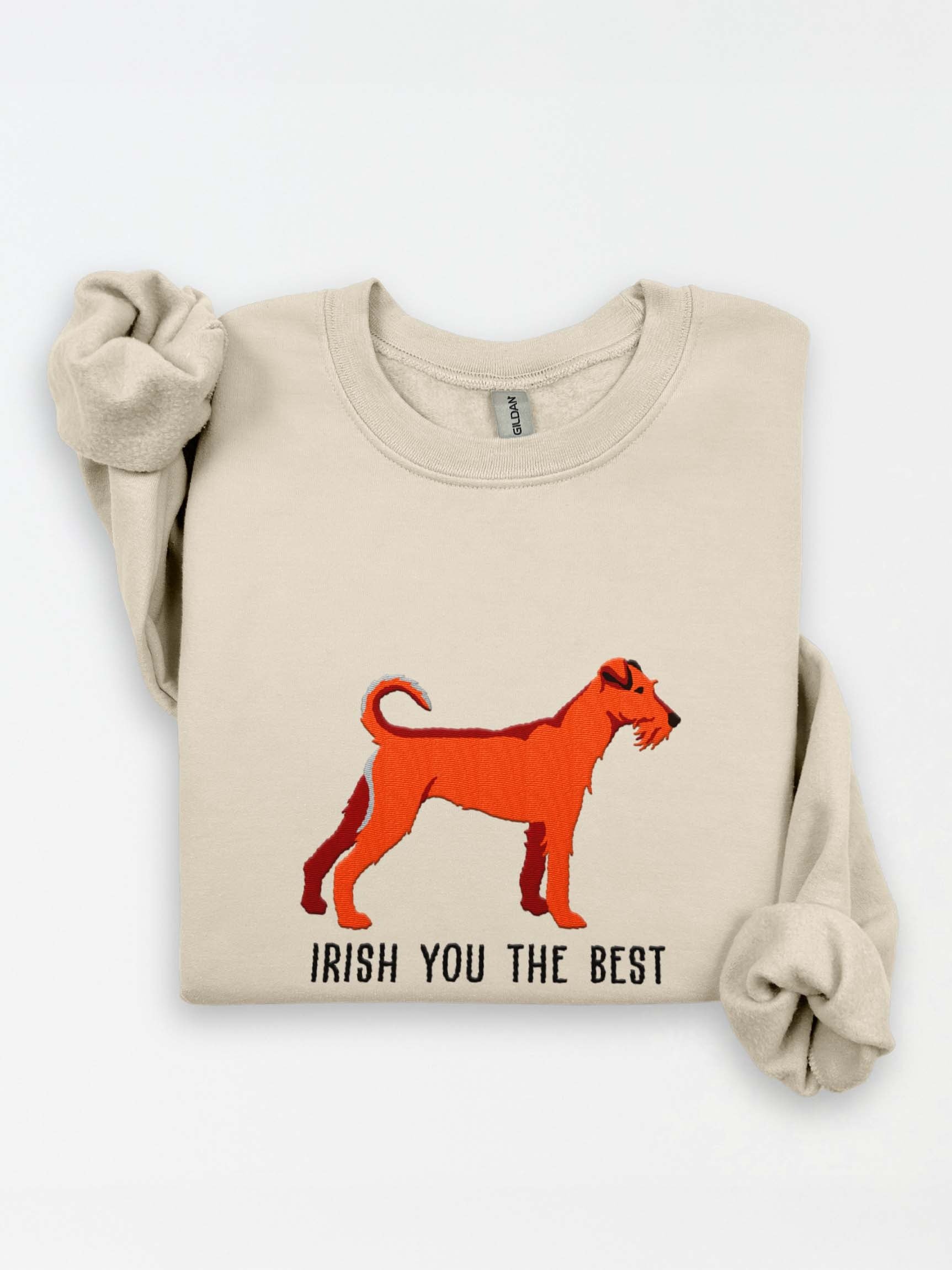 Irish You the Best Sweatshirt (Embroidered) of an Irish Terrier(Red) product image (1)