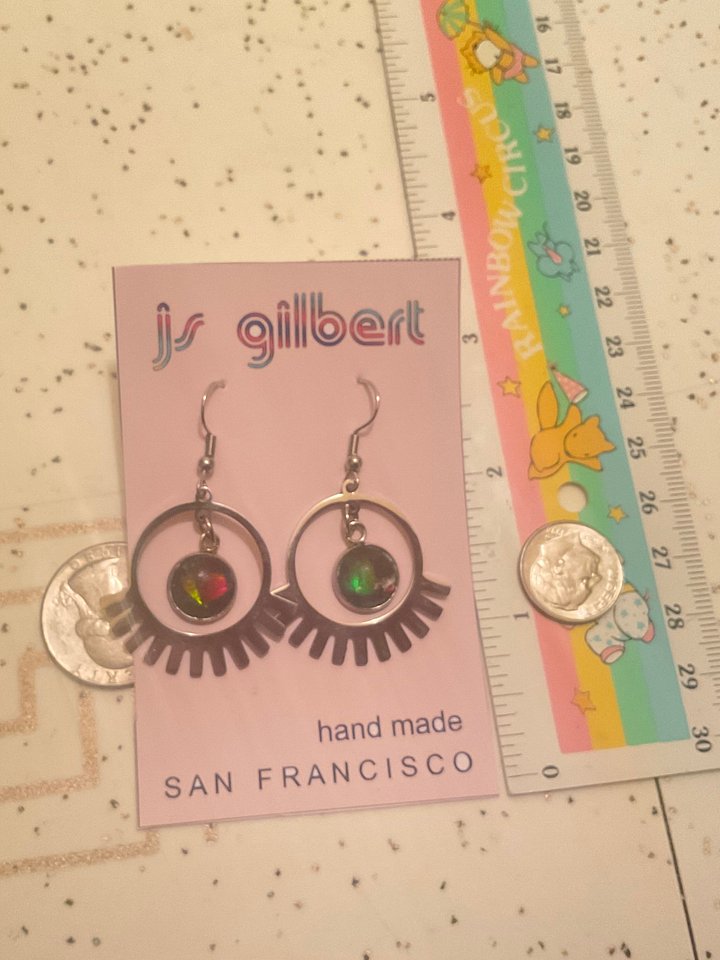 Eyelash Ammolite dangle earrings product image (2)