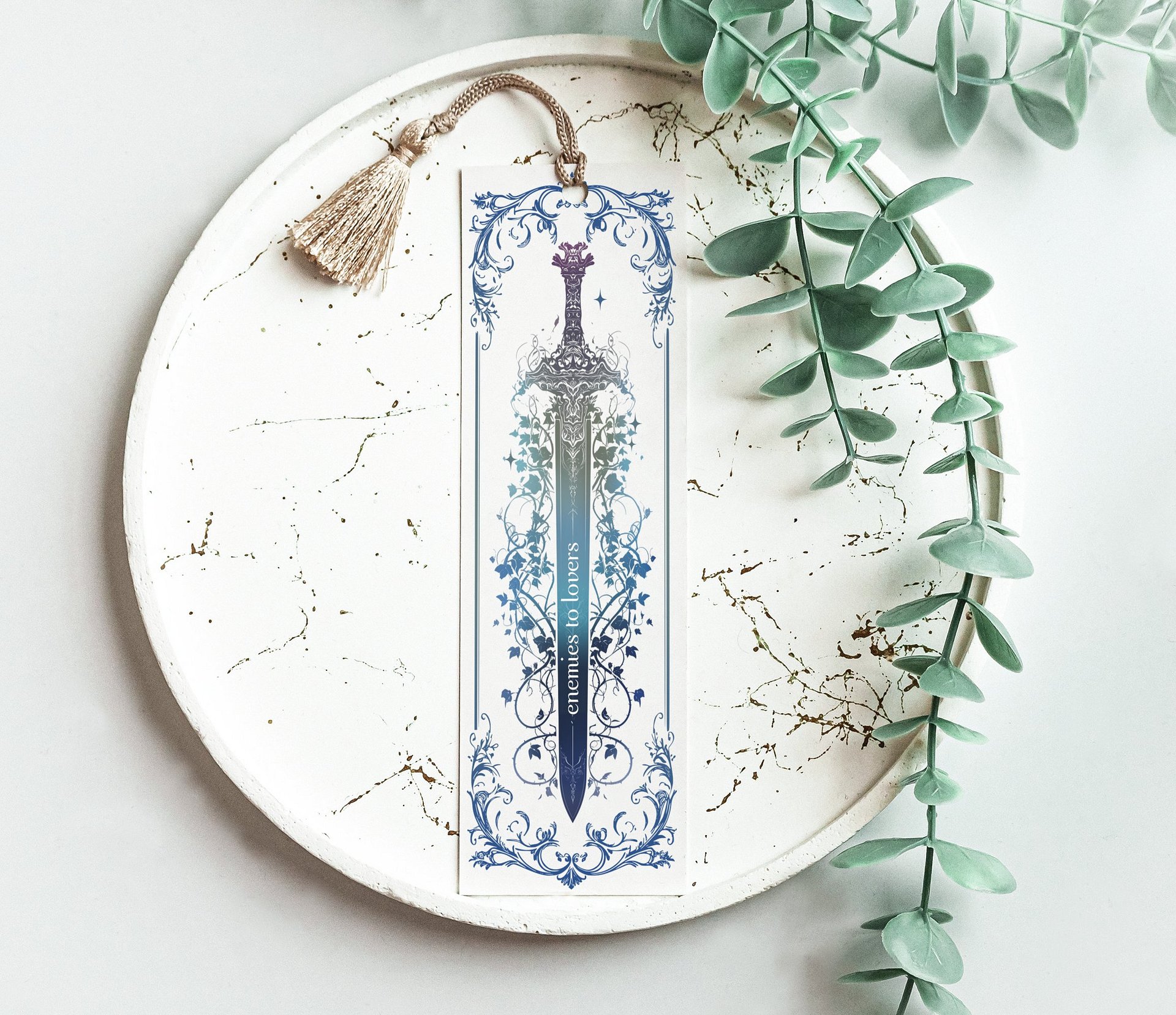 Chinoiserie Toile Enemies To Lovers Fantasy Reader Sword Bookmark PNG, Printable Bookmarks, Instant Digital Download, DIY Gift for Reader product image (5)