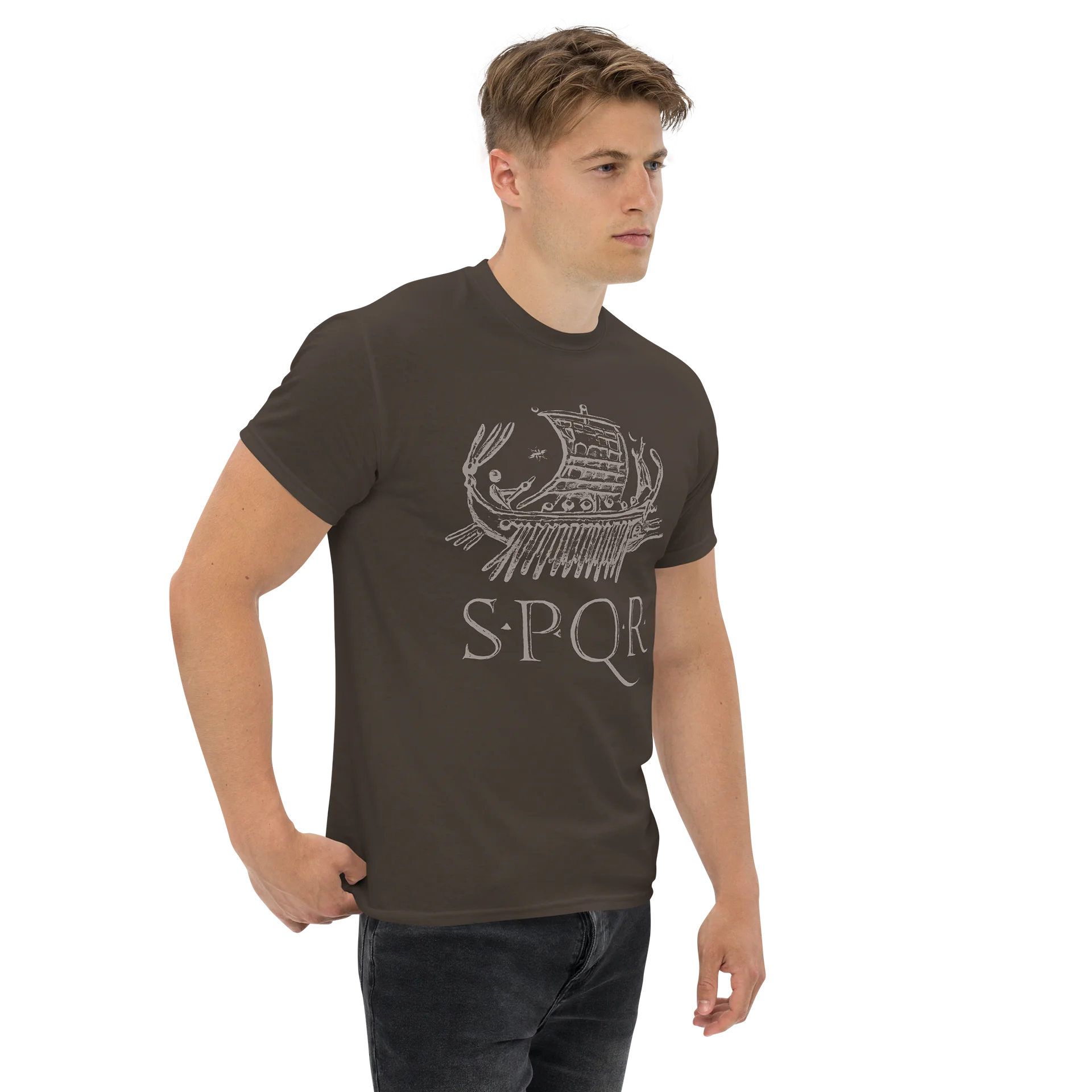 SPQR Galley Roman Art from 43 BC, Dark Chocolate T-Shirt product image (5)