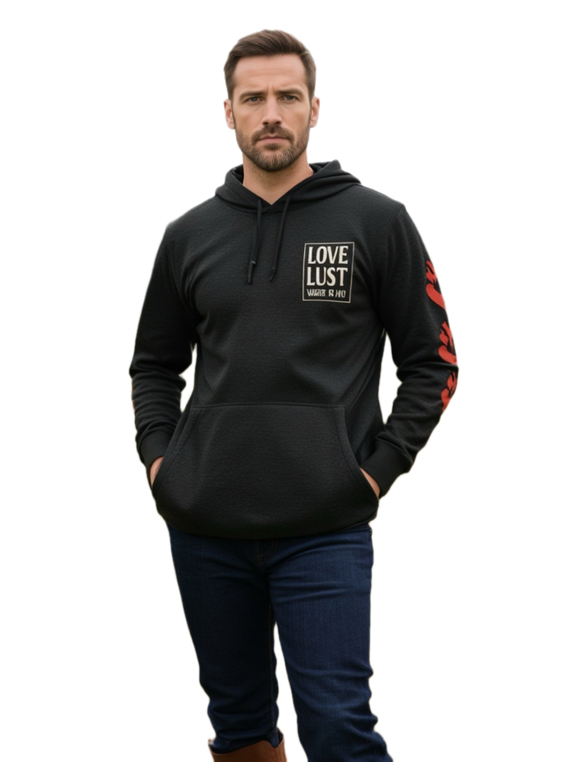 “LOVE OR LUST” Streetwear Set – Bold Heart Flame Hoodie| HQ MAR Limited Edition product image (4)