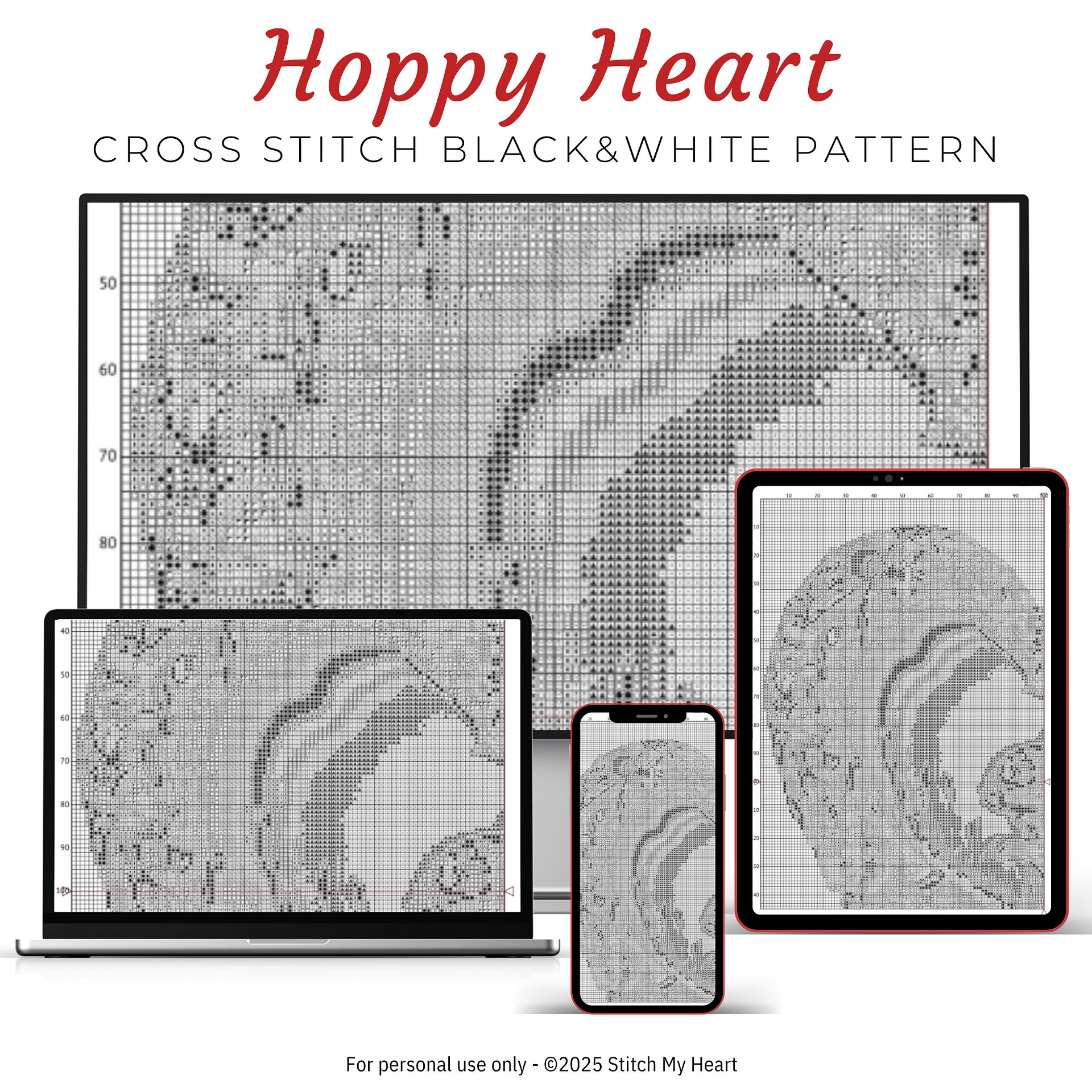 Hoppy Heart Cross Stitch Pattern product image (4)