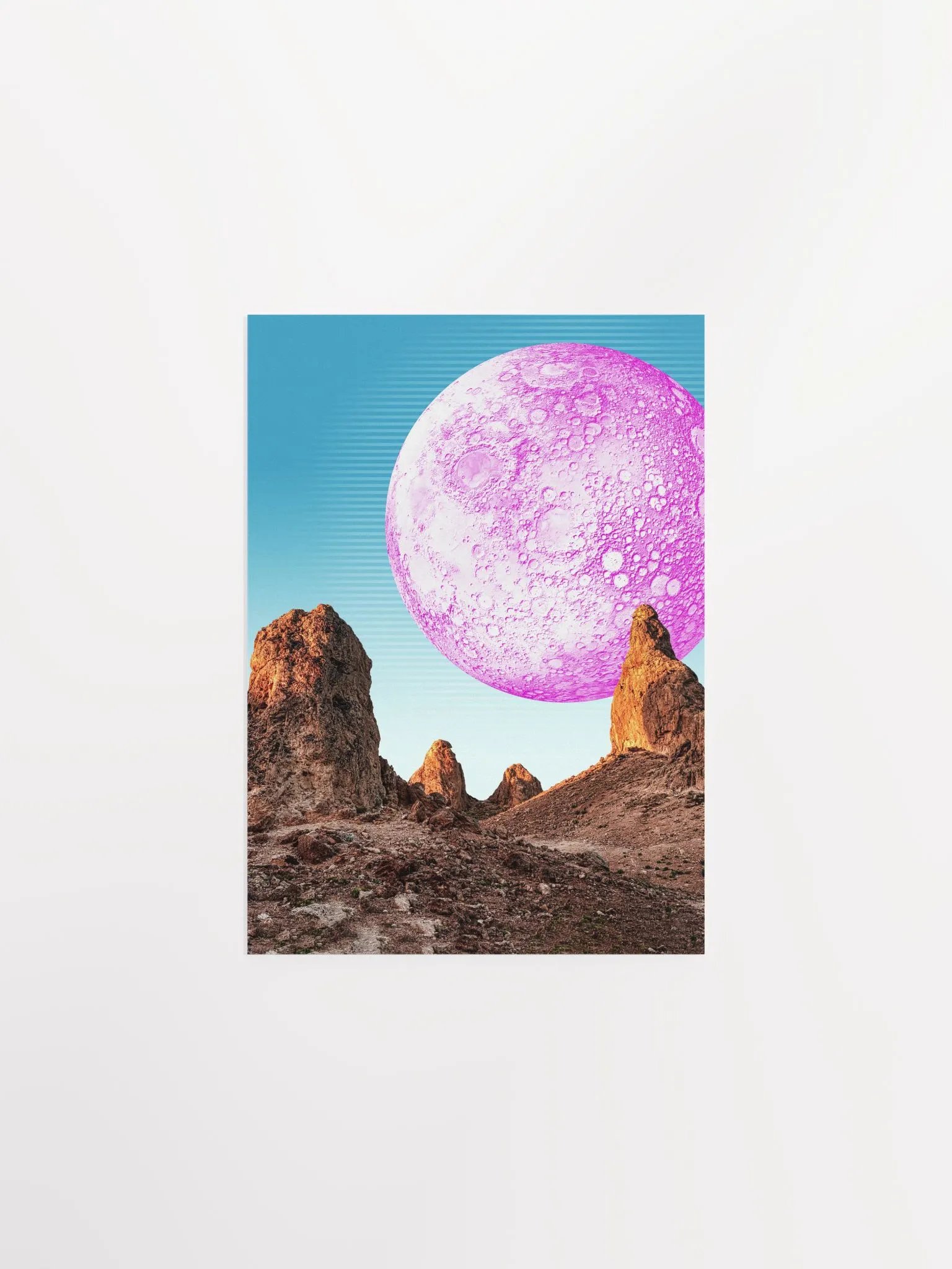 Synthwave Moon & mountain. Grand Canyon — space vintage retro collage art, 50s cosmic futuristic sci-fi collage, surreal collage art product image (6)