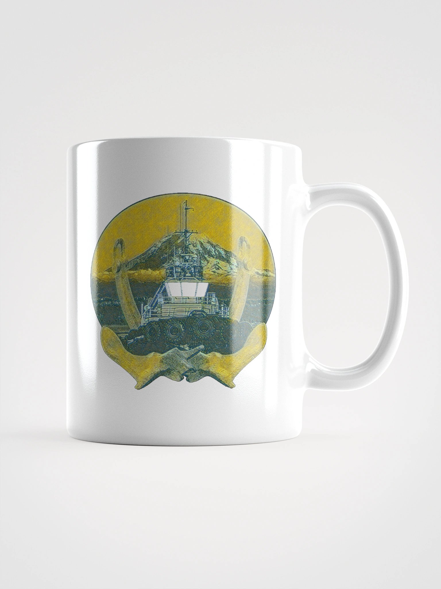 Twin anchor yellow Mount Rainier Marshall Foss - Ancher Tug Mug 11oz, 15oz, & 20oz product image (1)