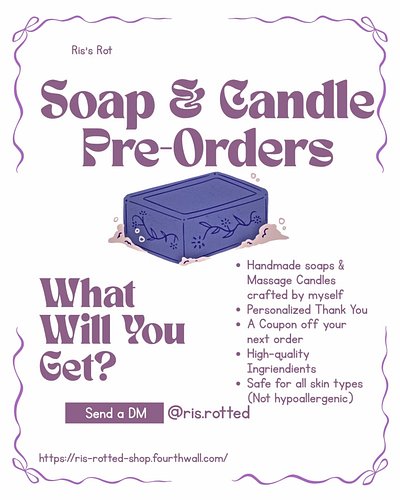✨ Pre-Order Alert: Self-Care Delivered! 🛀✨

Get ready to elevate your routine! 🕯️ Our handcrafted, nourishing soaps and luxur...