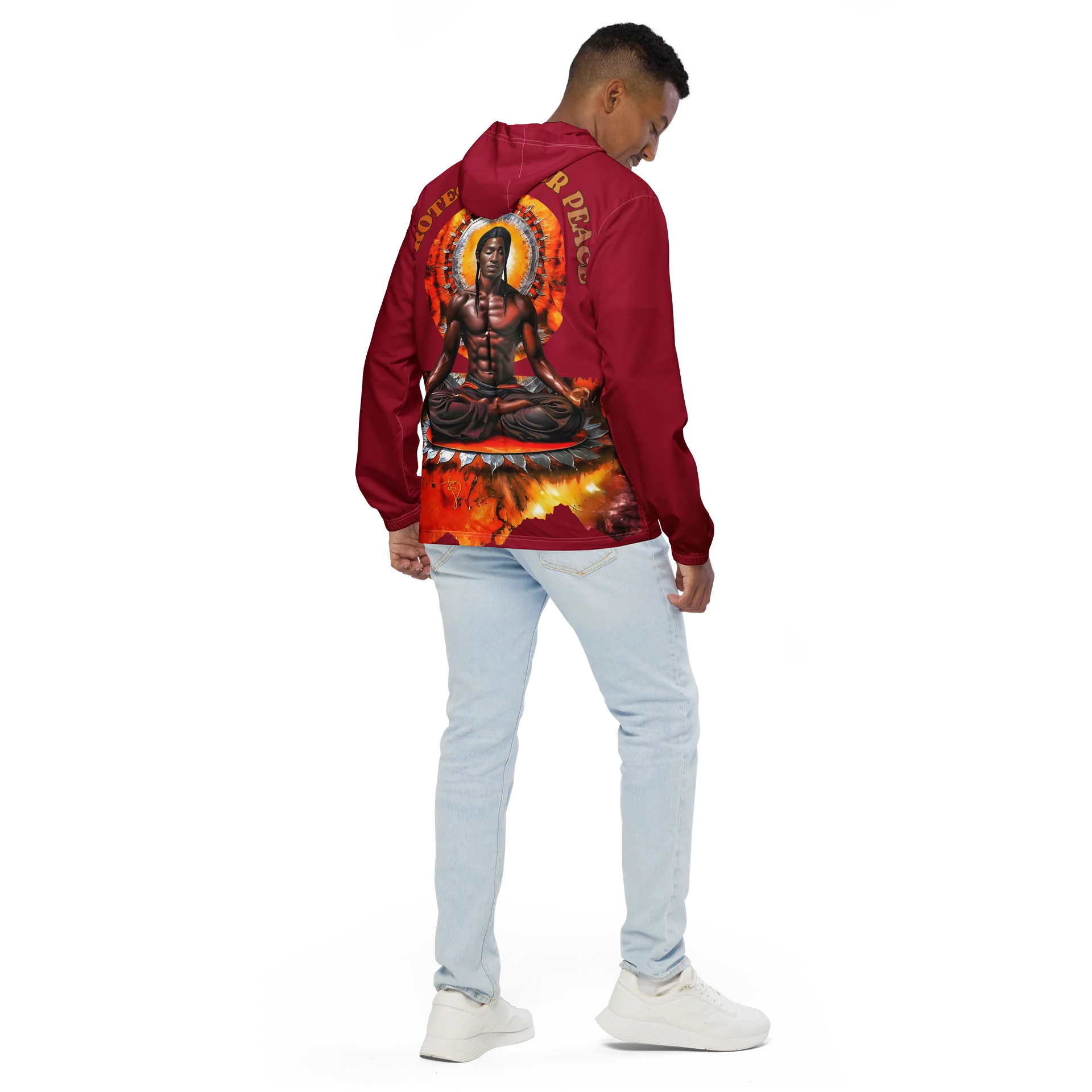 Crimson Protect Your Peace Painted Windbreaker product image (1)