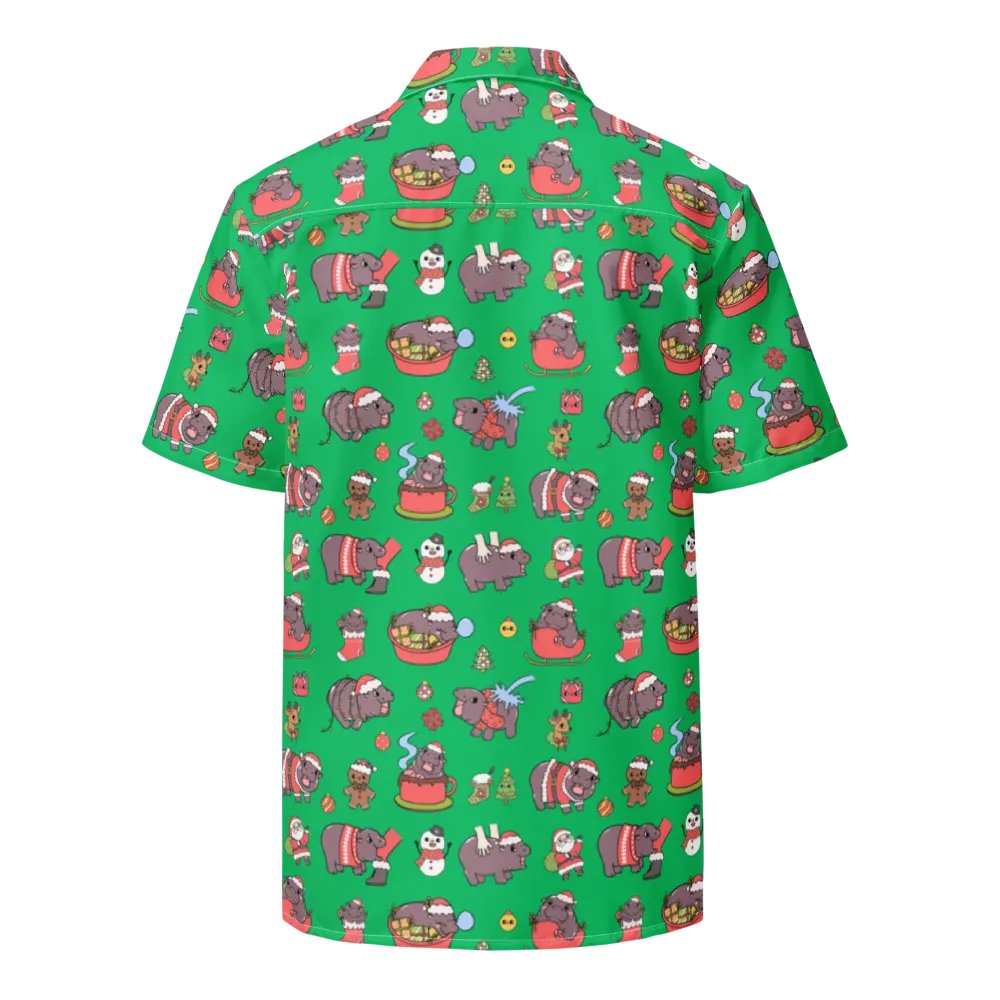 MOODENG'S GREEN CHRISTMAS HAWAIIAN SHIRT! product image (3)