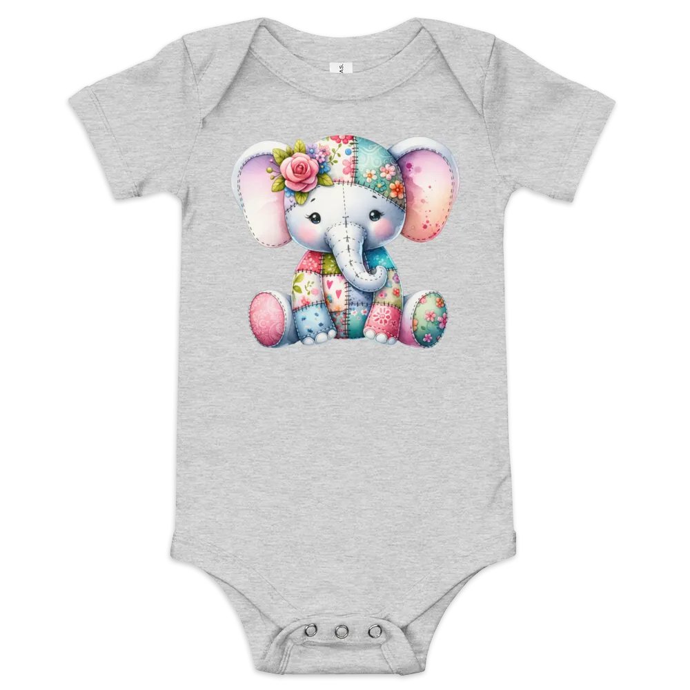 Whimsical Patchwork Elephant Baby Onesie product image (4)