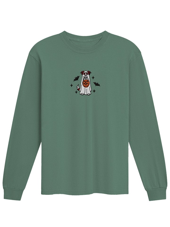 Halloween Border Collie(Red & White) Embroidered Long-sleeved T-Shirt product image (25)
