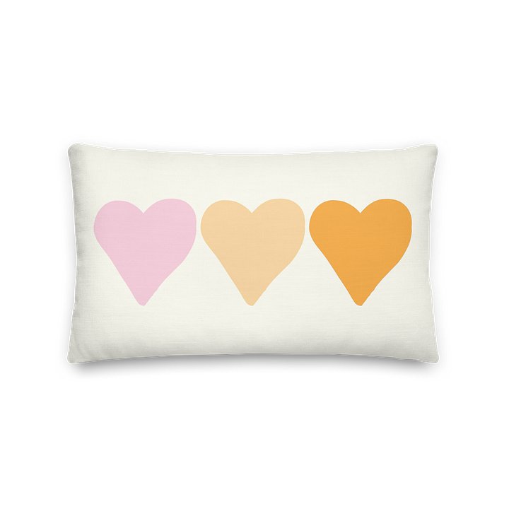 CUTE PASTEL HEARTS PINK YELLOW THROW PILLOW product image (2)