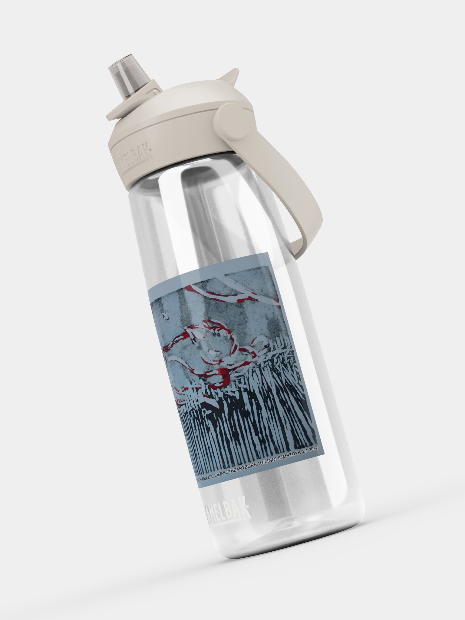 Coiled Abstract graphic art "the Cat is in the garden"water bottle product image (6)