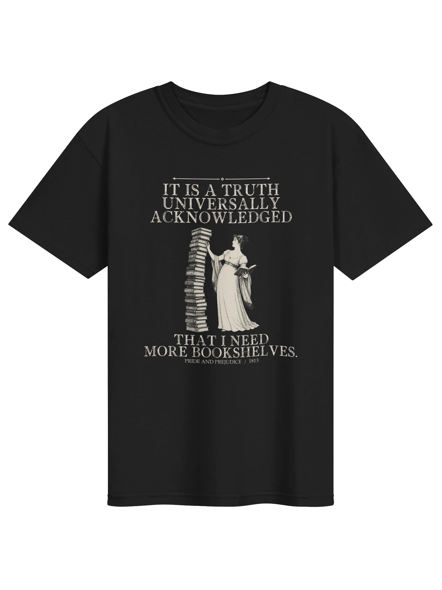 Truth More Bookshelves -- Pride and Prejudice Tee (Dark) product image (1)