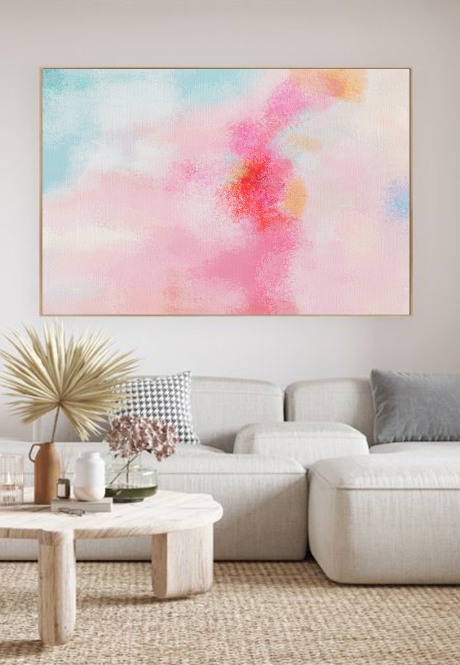 Pink, red and teal abstract painting print product image (47)